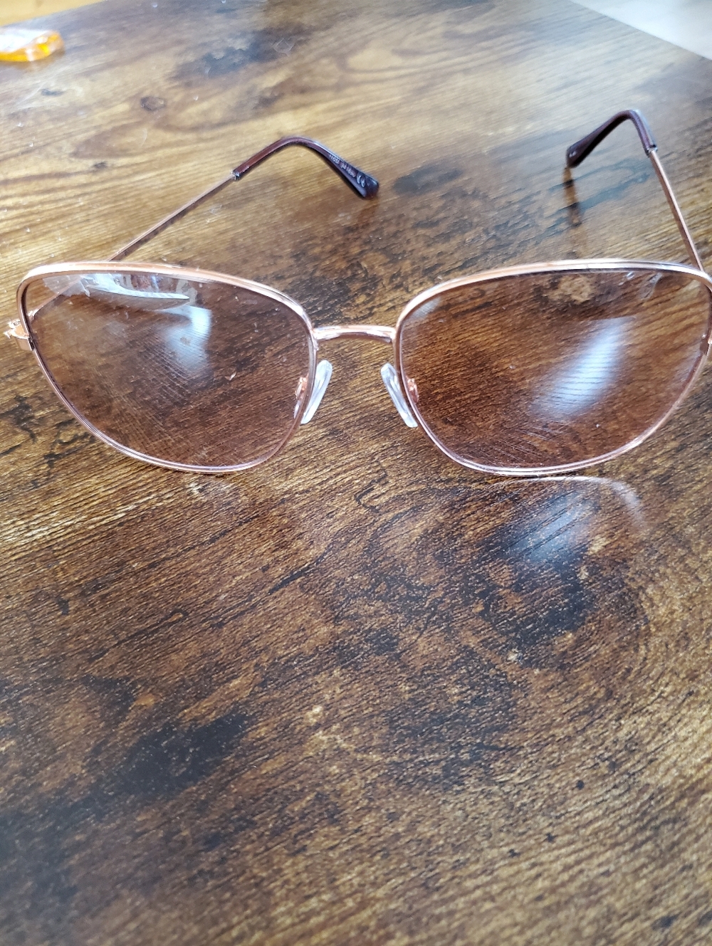 Women's Rose Gold Metal Frame Sunglasses - Pink Lenses